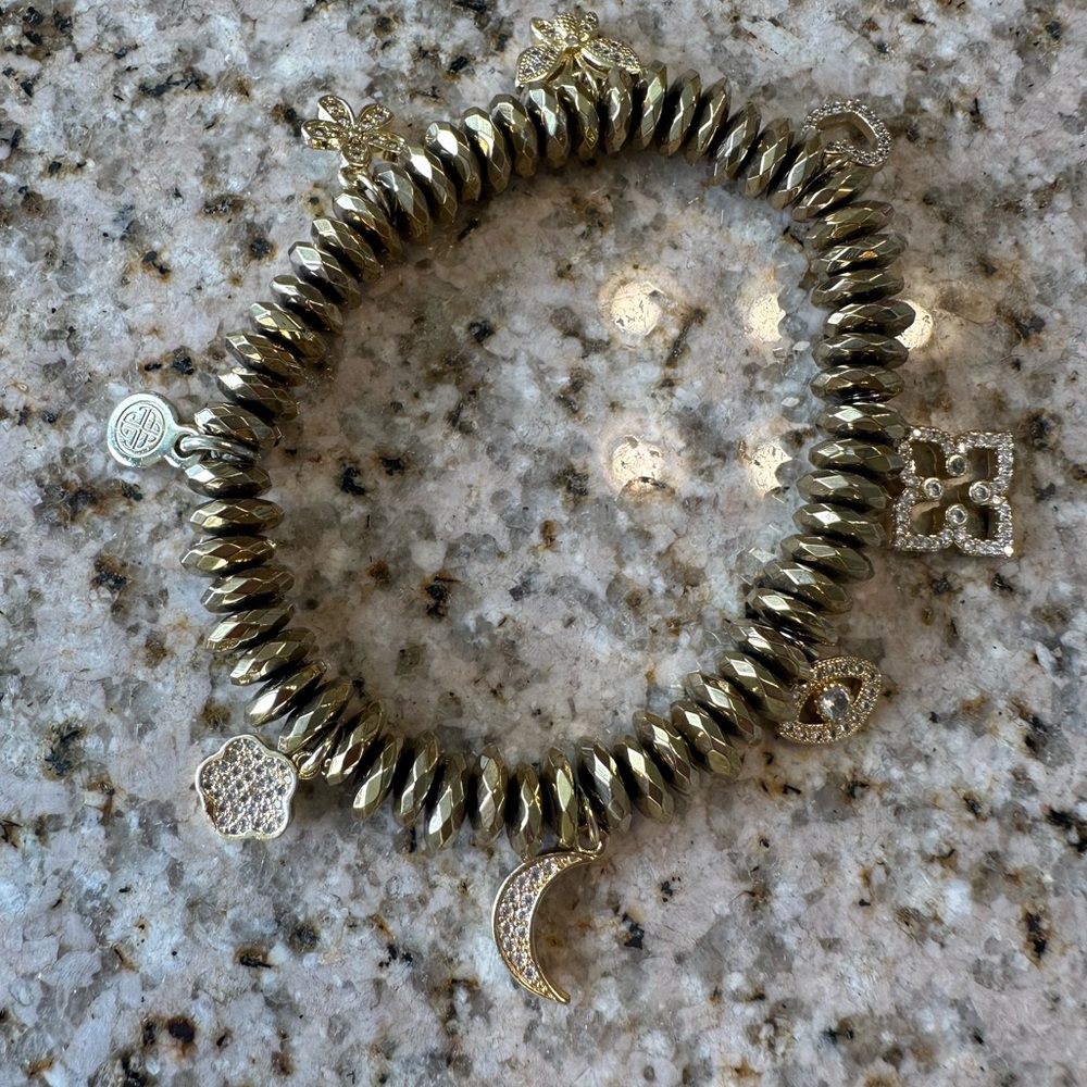 Budhagirl Gold Stetch Bracelet with charms